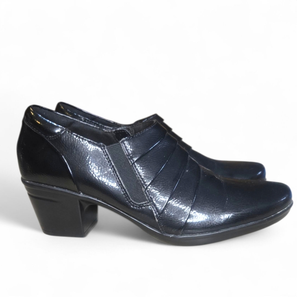 Collections By Clarks Women's Emslie High Heels Boo In Patent Leather Blk SZ 8.5